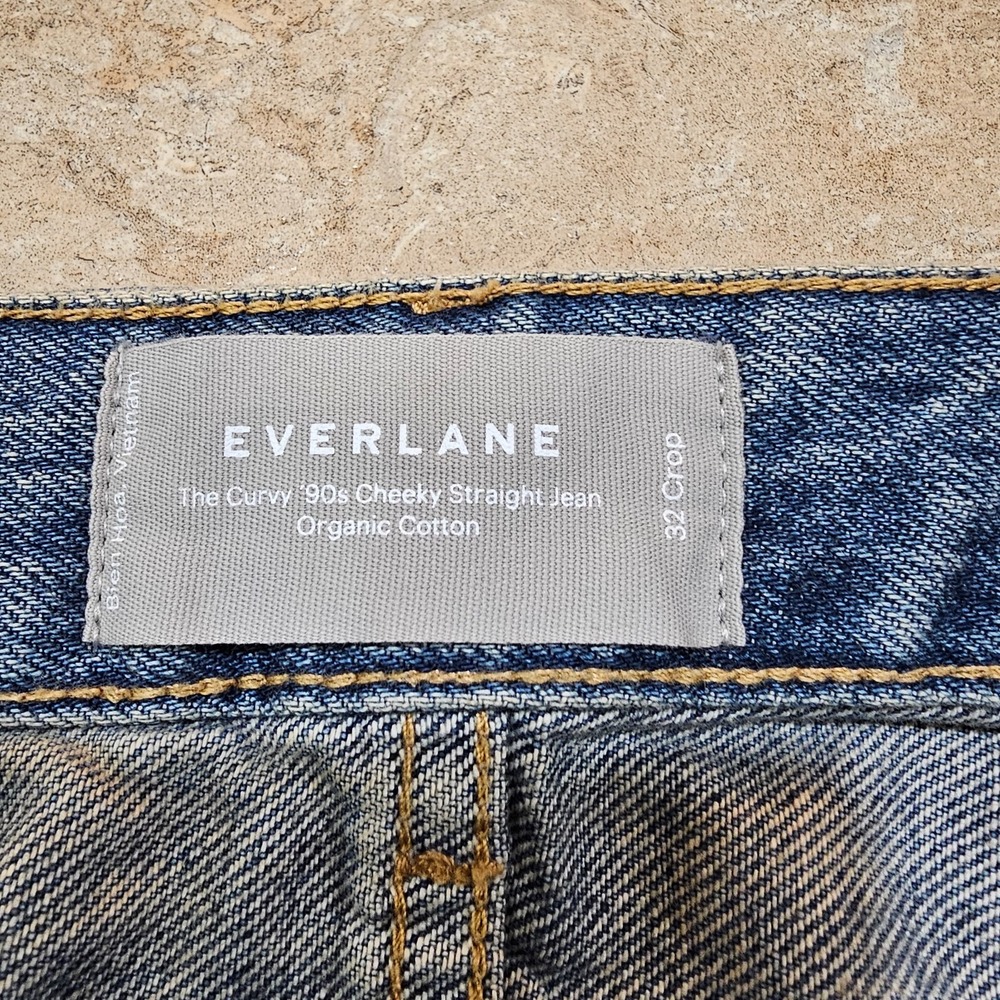 Everlane The Curvy '90s Cheeky Straight Jean Women 32 Crop Vintage Mid Blue High - Picture 5 of 9